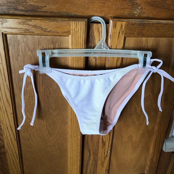 NWT J Crew Ribbed Curved Waist Cheeky String Bikini Bottom Pink - M - Picture 3 of 9